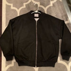 Mens Black Outter Bomber Jacket Used Winter Size L Wool